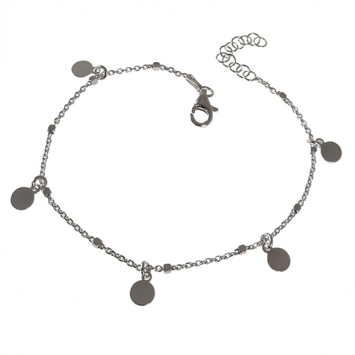 Pulsera discos colgantes de Plata de ley para mujer