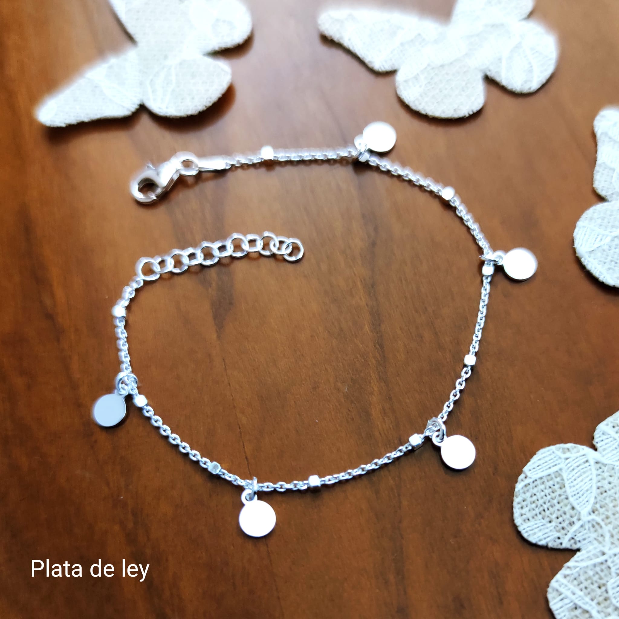 Pulsera discos colgantes de Plata de ley para mujer 1