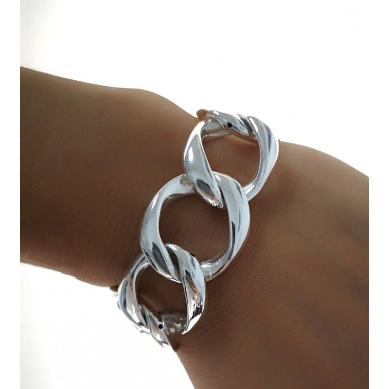 Pulsera eslabones grandes de Plata de ley 1
