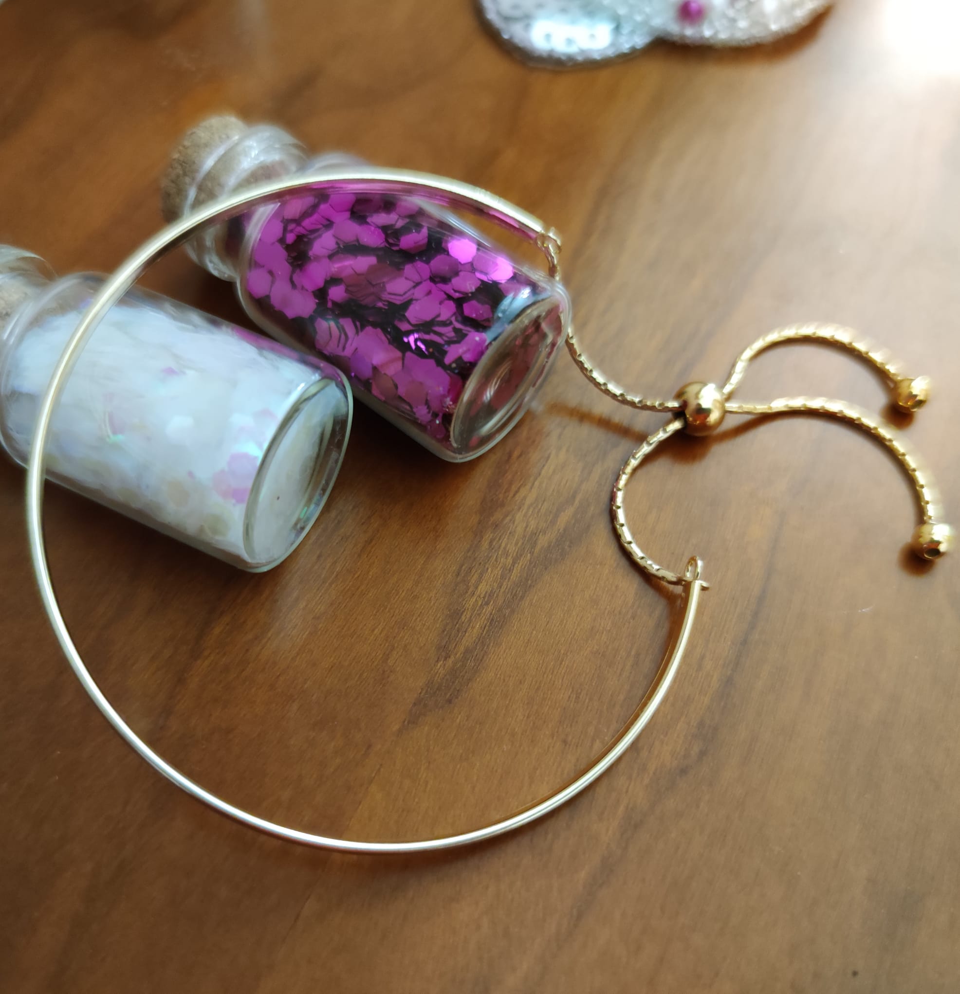 Pulsera brazalete ajustable de Plata de ley bañada en Oro 2