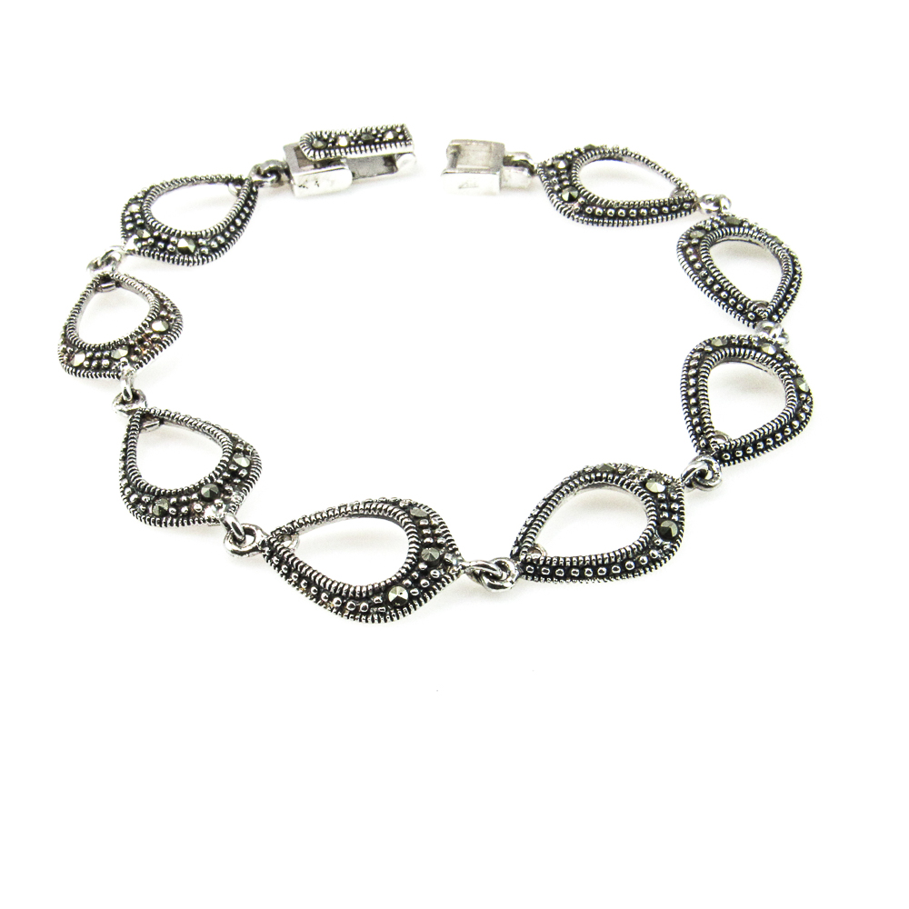 Pulsera con Marcasitas en Plata de ley envejecida