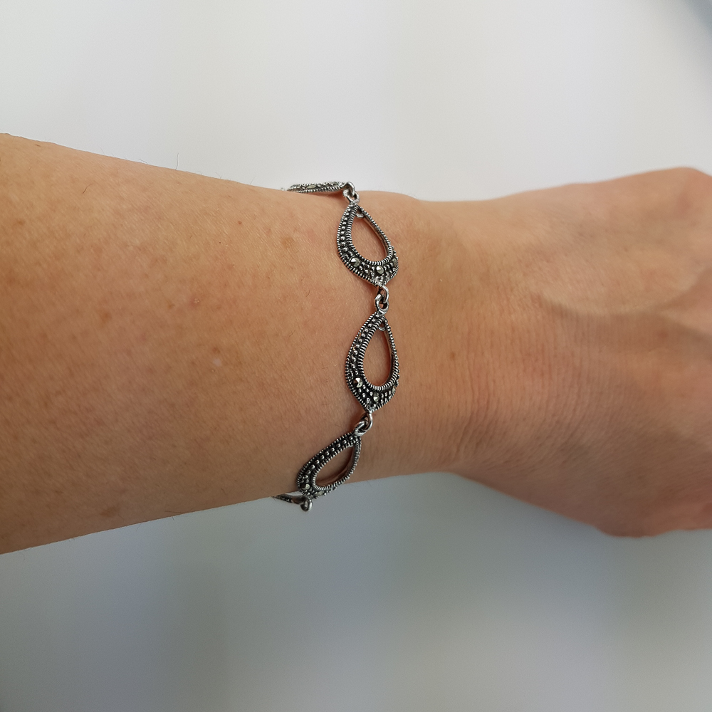 Pulsera con Marcasitas en Plata de ley envejecida 2