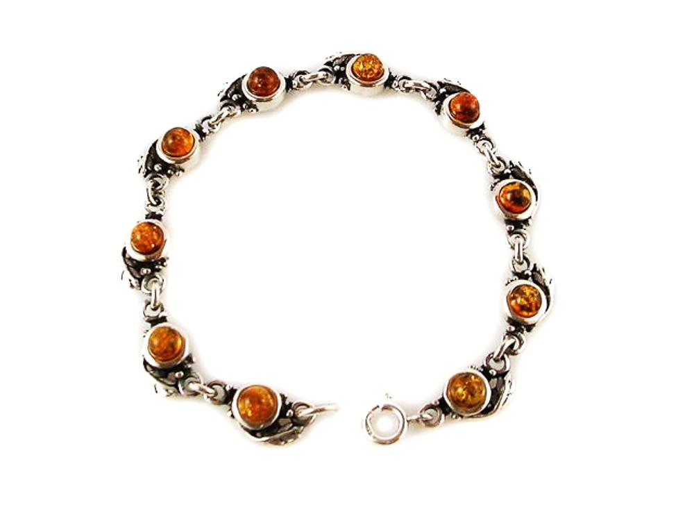 Pulsera Ambar con hojas de Plata de Ley