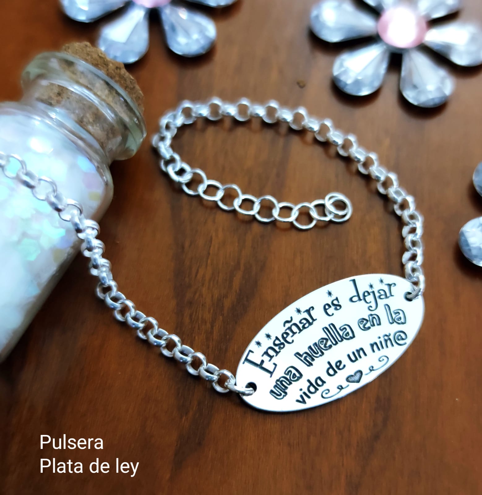 Pulsera para maestras en Plata 