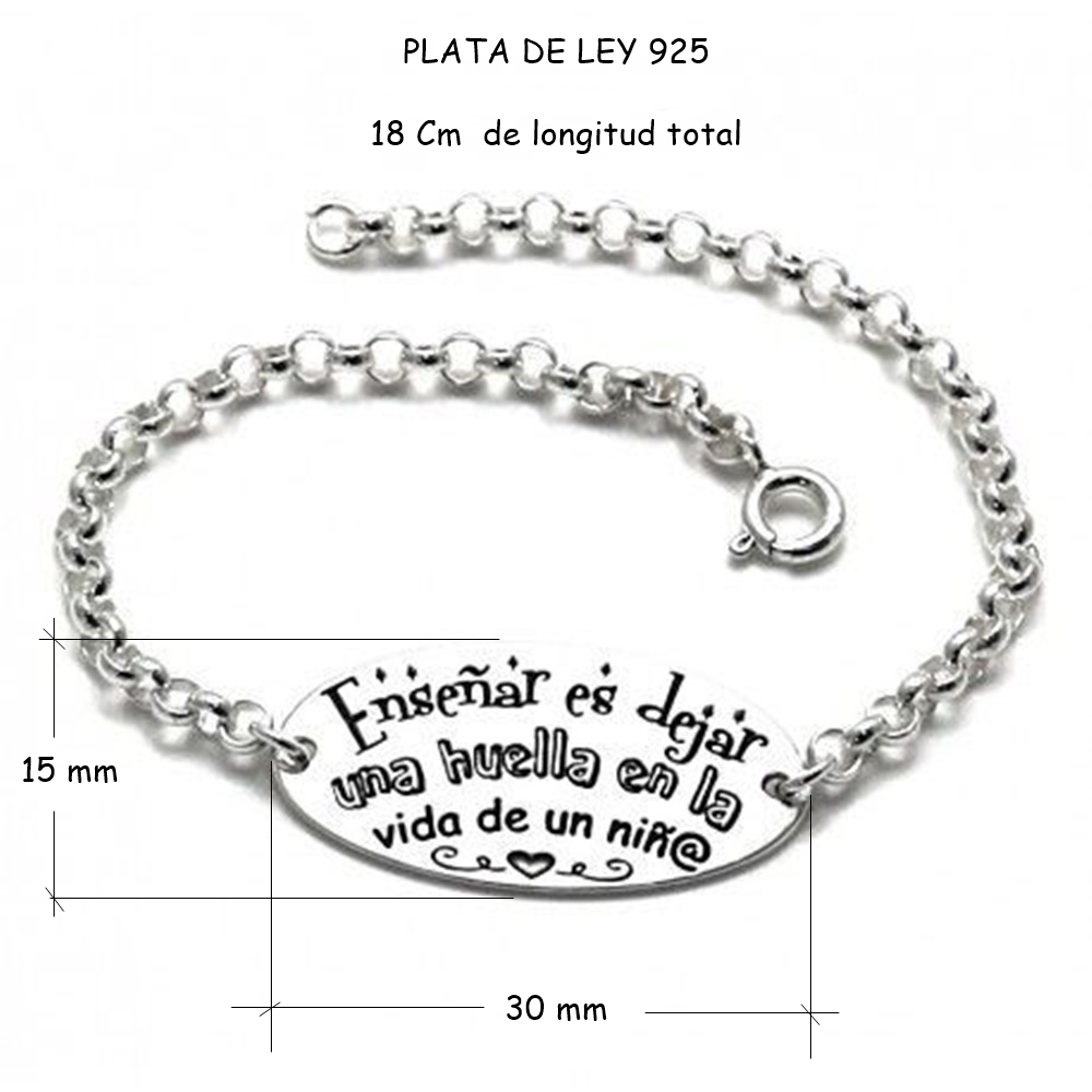 Pulsera para maestras en Plata 