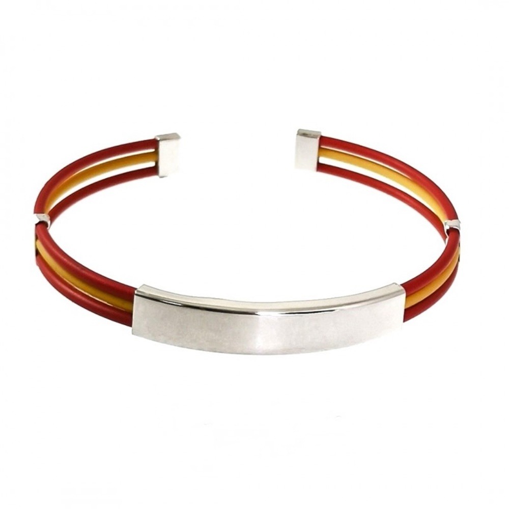 Pulsera bandera España caucho y Plata de ley para mujer