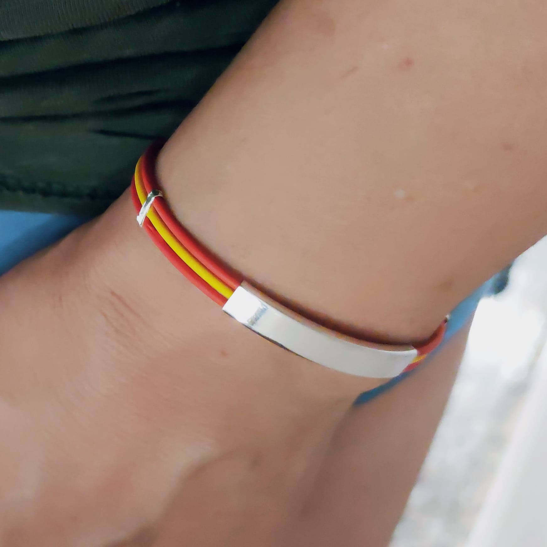 Pulsera bandera España caucho y Plata de ley para mujer 4