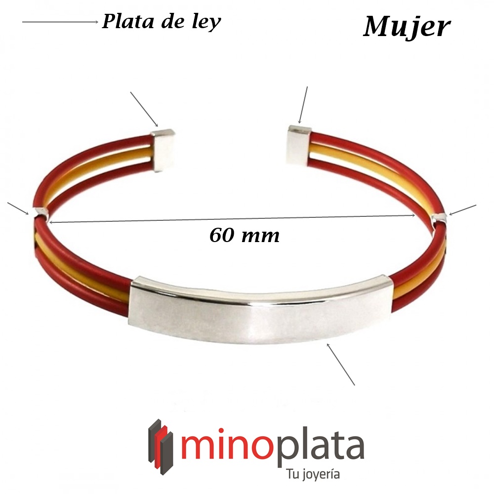 Pulsera bandera España caucho y Plata de ley para mujer 5