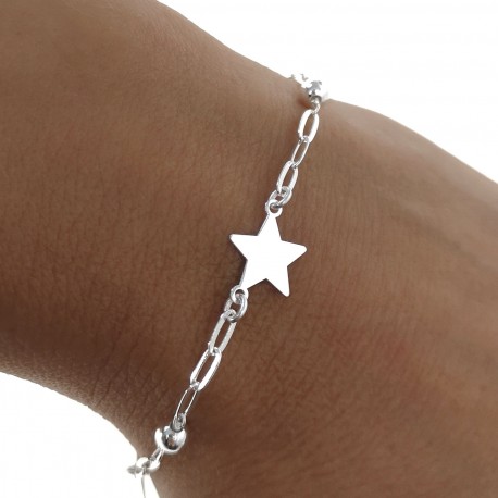 Pulsera estrellas y bolitas de Plata de ley 1