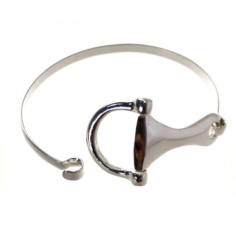 Pulsera brazalete estribo de Plata de ley