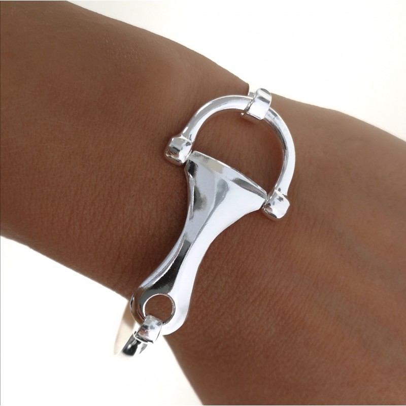 Pulsera brazalete estribo de Plata de ley 1