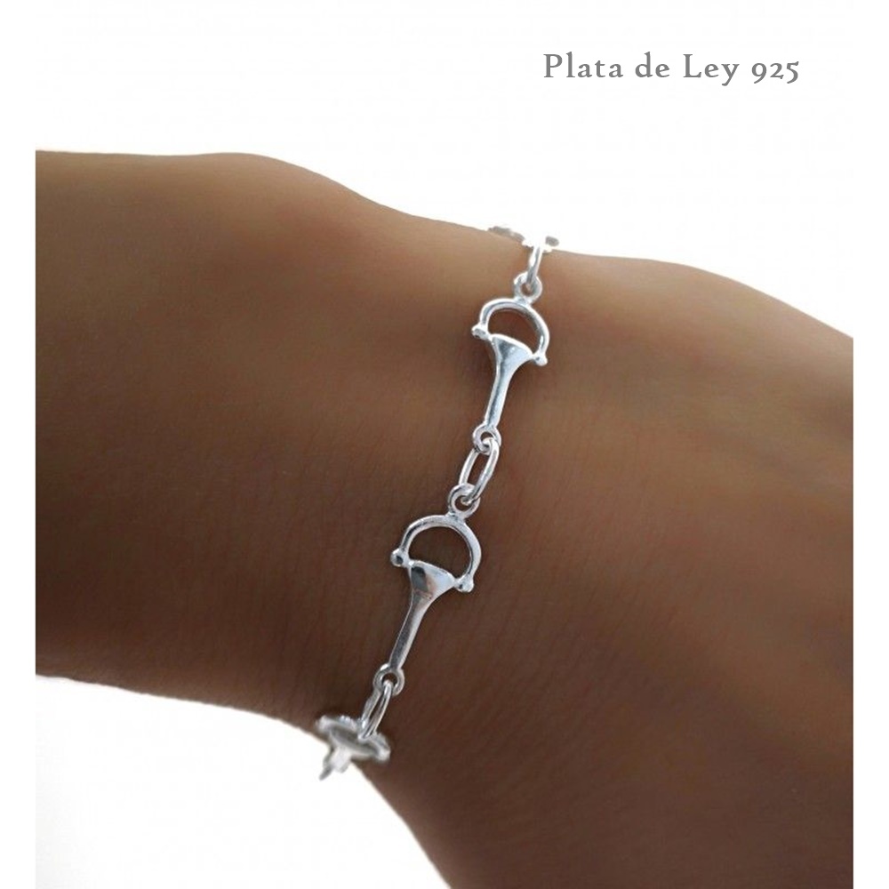 Pulsera de Plata de ley con estribos pequeños 3