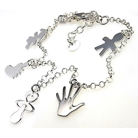 Pulsera mamá con colgantes de Plata