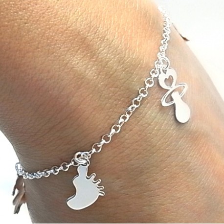 Pulsera mamá con colgantes de Plata 1