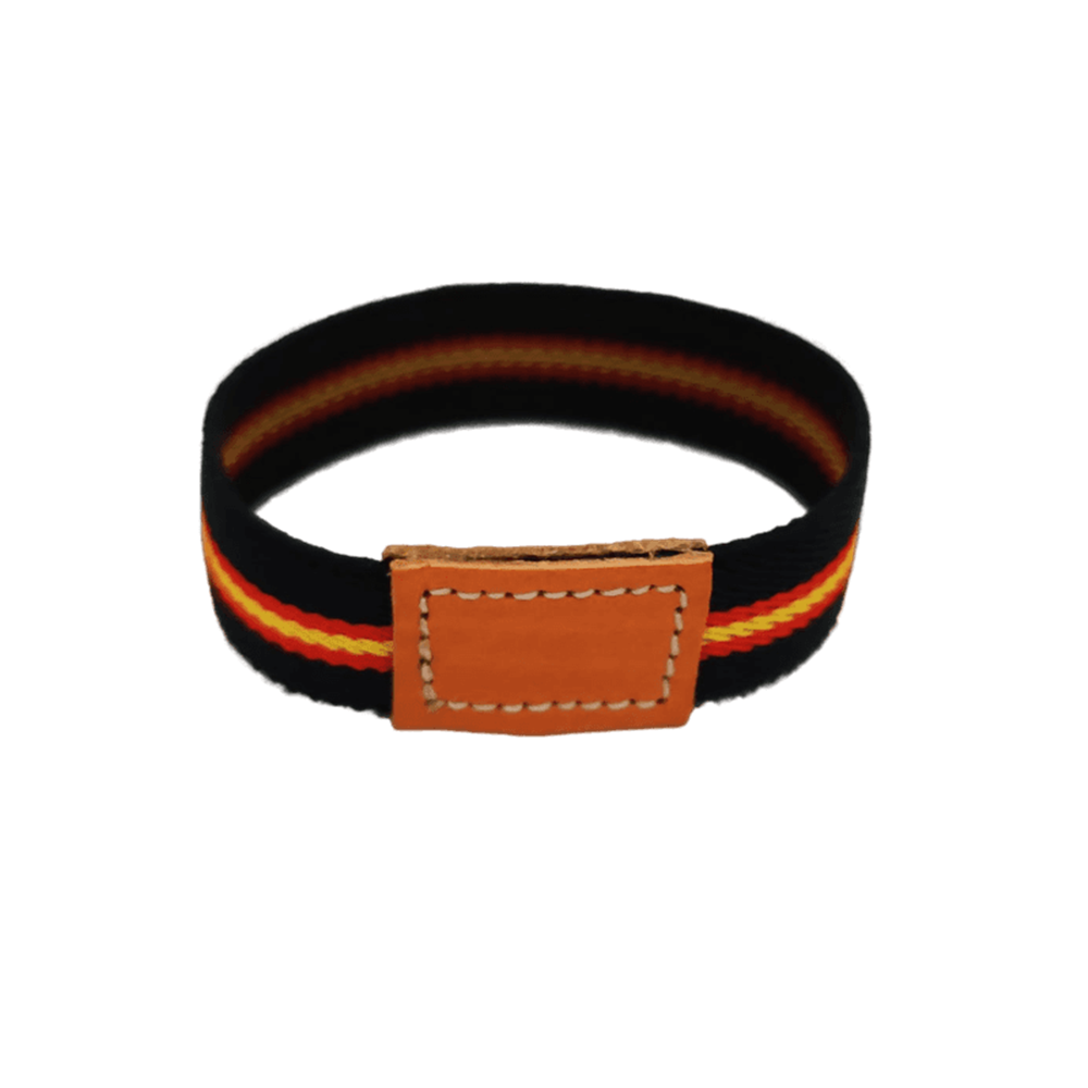 Pulsera Hombre y Mujer elástica bandera de España y cuero 1