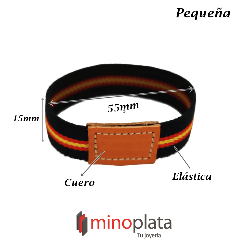 Pulsera Hombre y Mujer elástica bandera de España y cuero 2