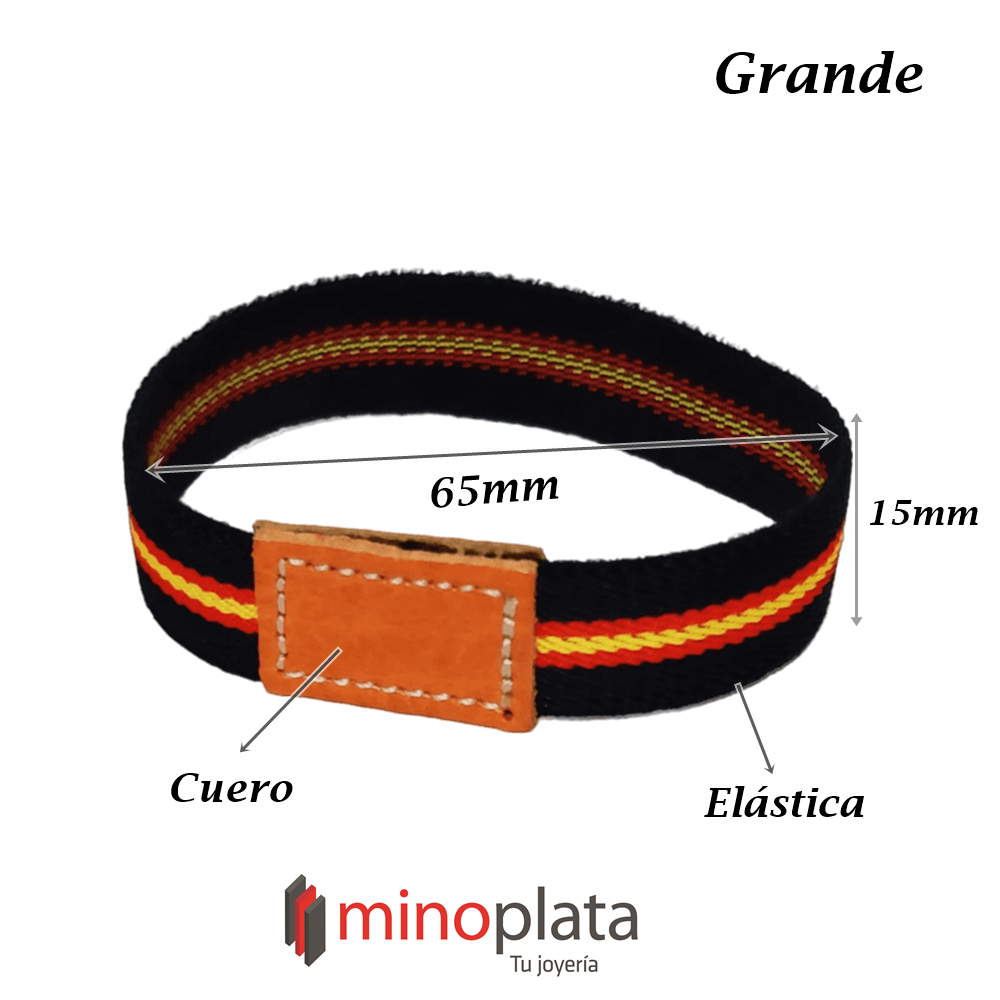 Pulsera Hombre y Mujer elástica bandera de España y cuero 3