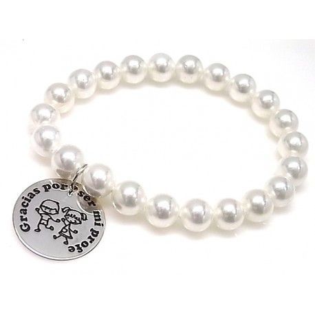 Pulsera con Perlas y chapa de Plata 