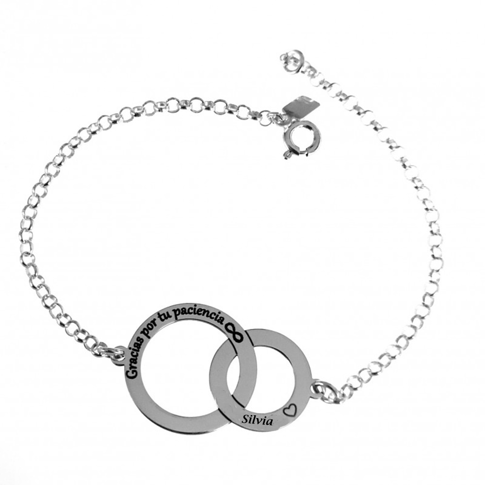 Pulsera Profesora Gracias por tu paciencia Personalizada Plata