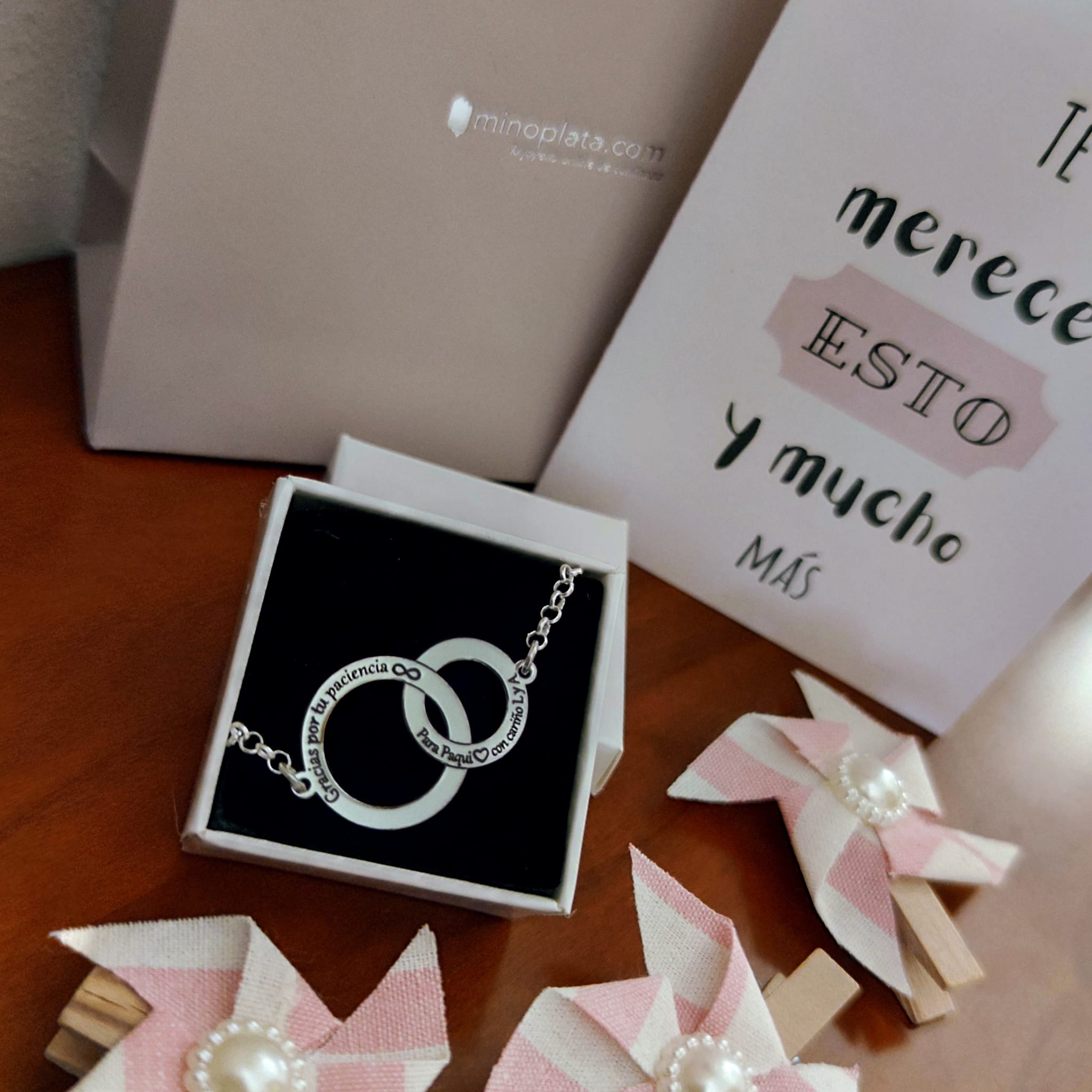 Pulsera Profesora Gracias por tu paciencia Personalizada Plata 2