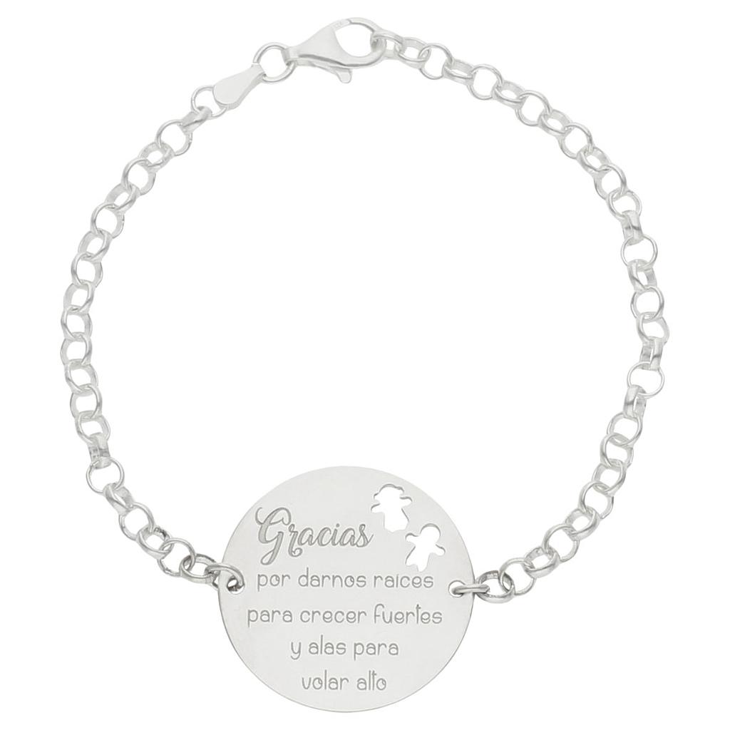 Pulsera niños y mensaje personalizado de Plata para maestras