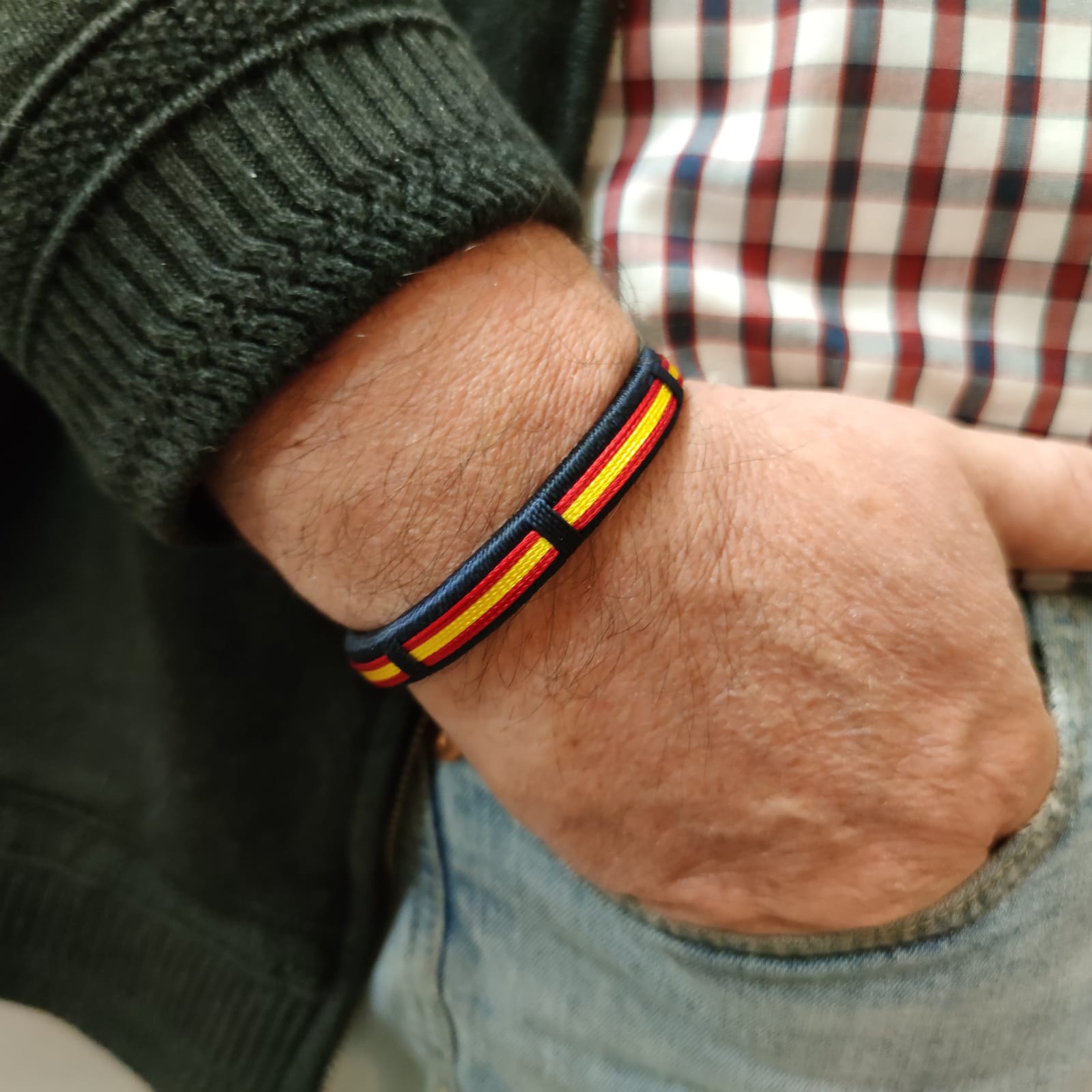 Pulsera hilo azul bandera de España remates de Plata 1