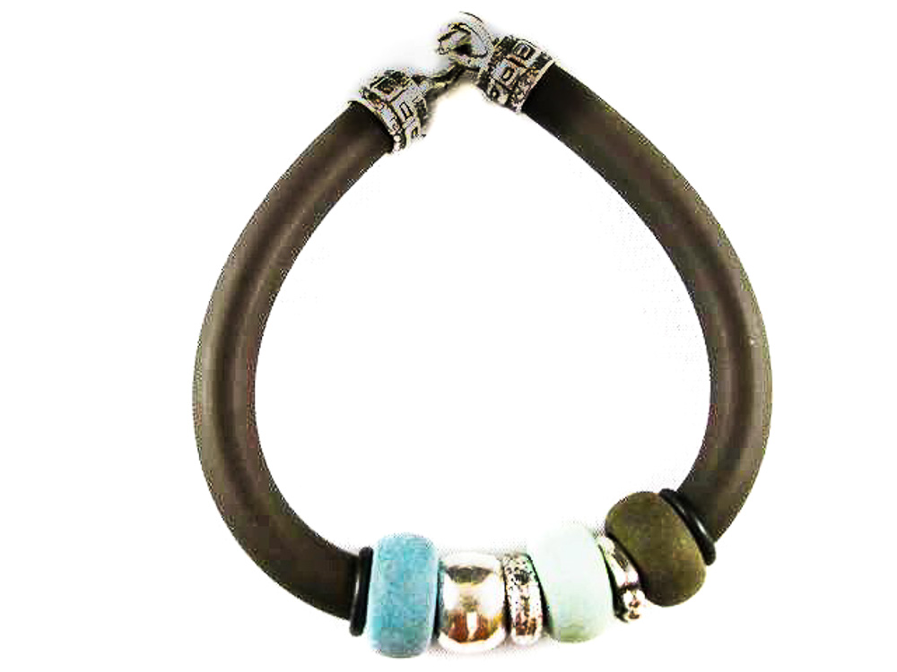 Pulsera de Caucho con Plata y resina chico 1