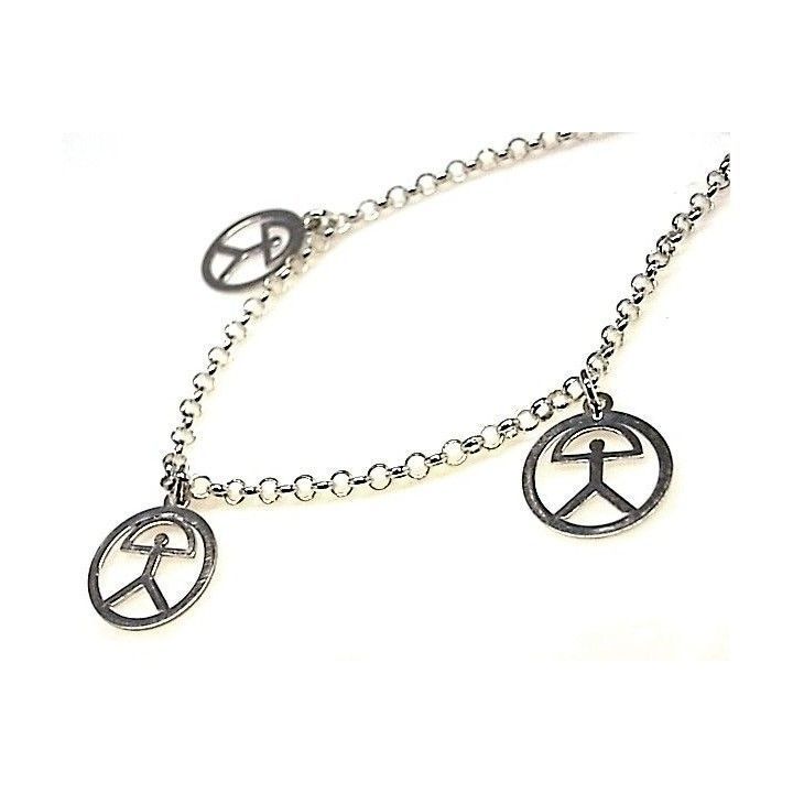 Pulsera tobillera con indalos colgantes de Plata de ley