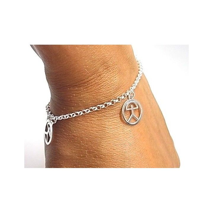 Pulsera tobillera con indalos colgantes de Plata de ley 2