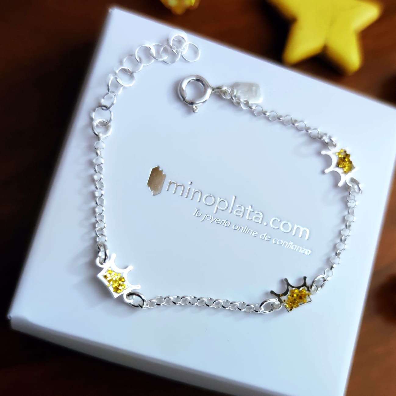 Pulsera infantil Coronas de Plata de ley 3