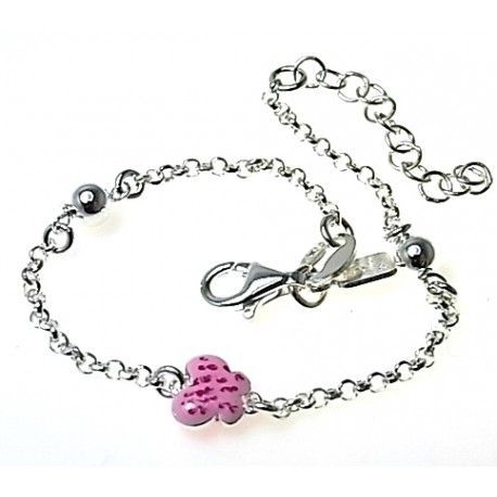 Pulsera de niña con mariposa y bolitas de Plata de ley