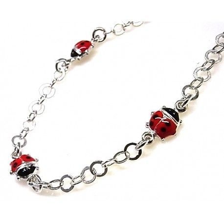 Pulsera con mariquitas de Plata de ley 2