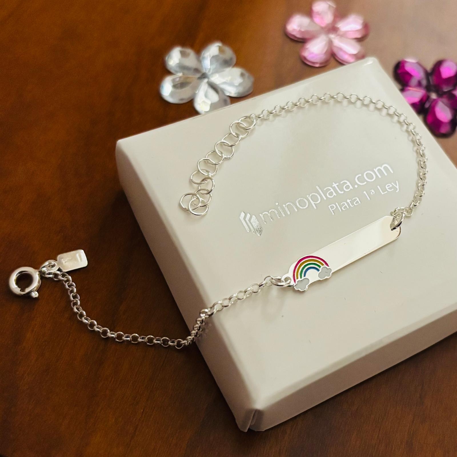 Pulsera esclava infantil Arcoíris de Plata de ley 3