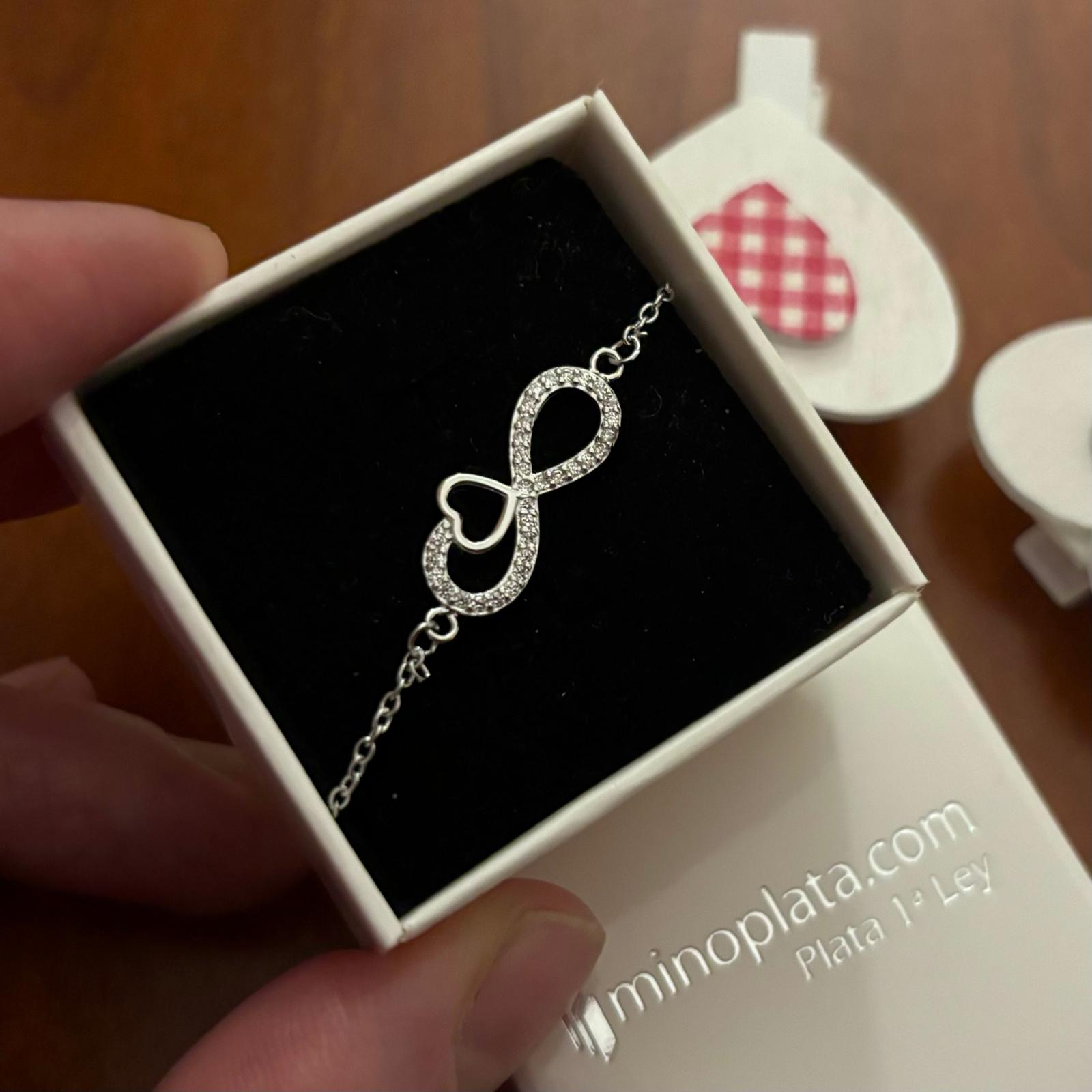 Pulsera corazón infinito con Circonitas de Plata de ley rodiada 2