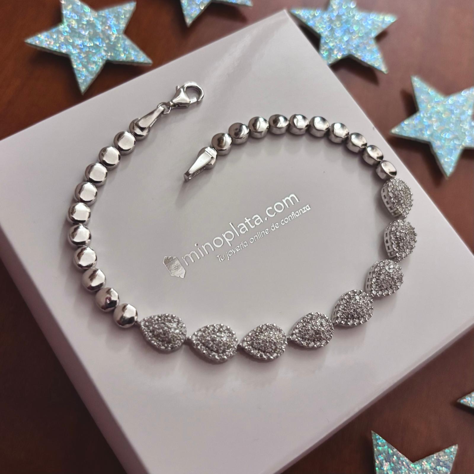 Pulsera lágrimas de Plata de ley rodiada con Circonitas