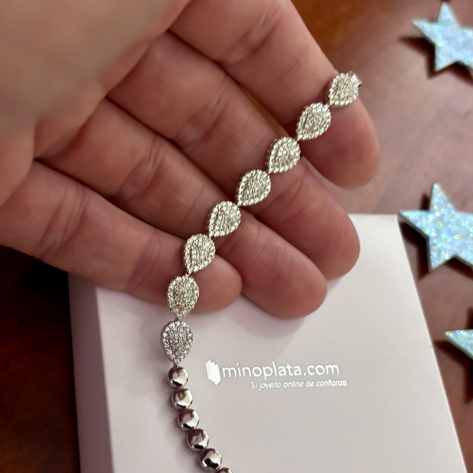 Pulsera lágrimas de Plata de ley rodiada con Circonitas 2