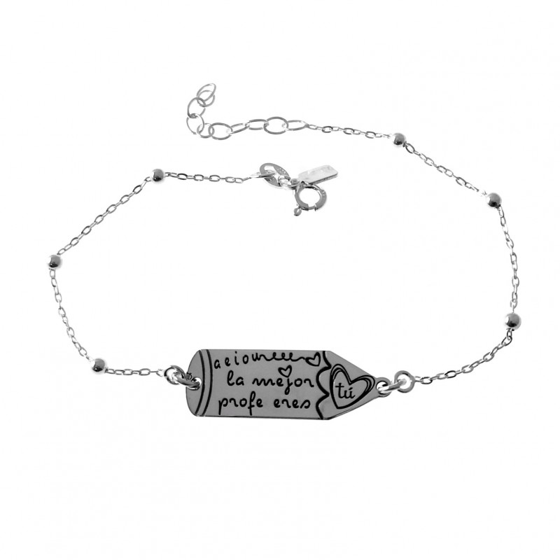 Pulsera lápiz de Plata de ley para 
