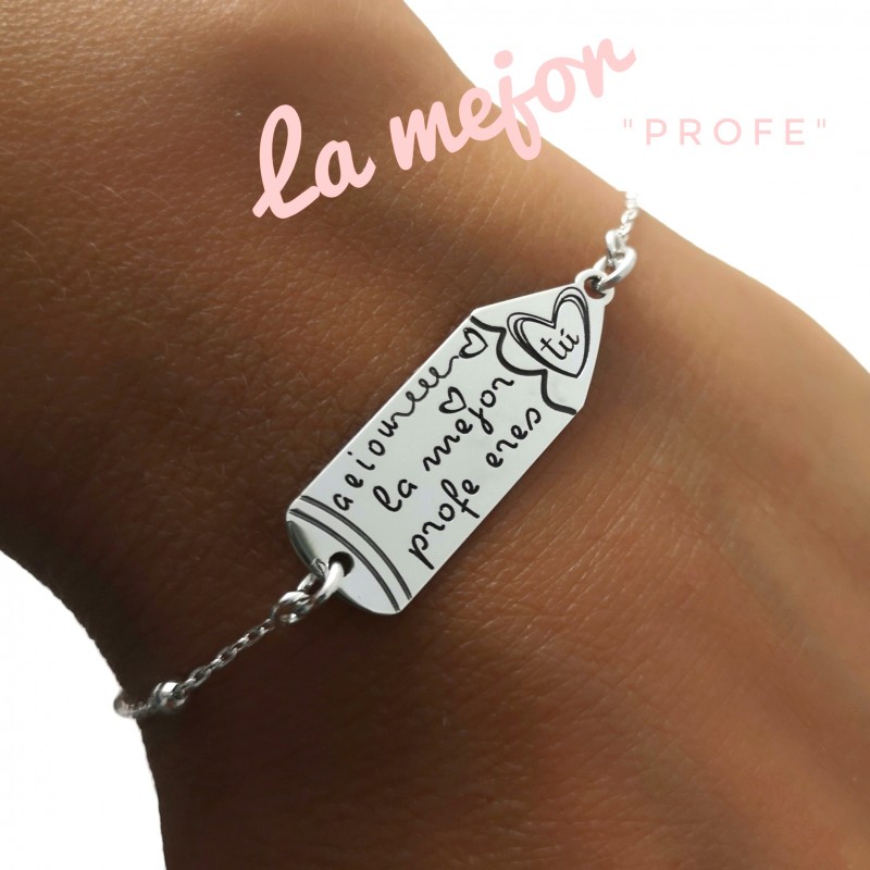 Pulsera lápiz de Plata de ley para 