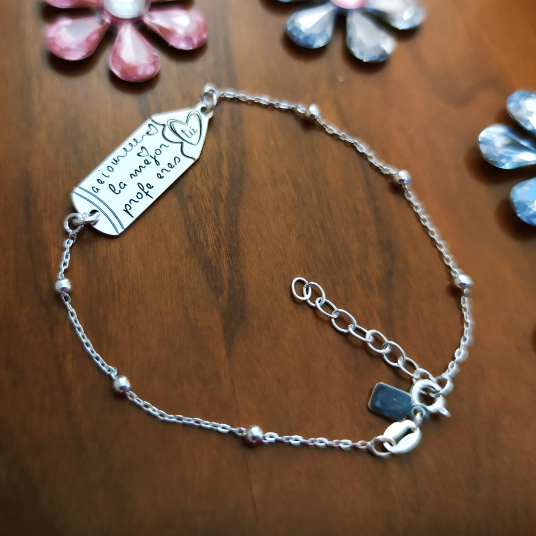 Pulsera lápiz de Plata de ley para 