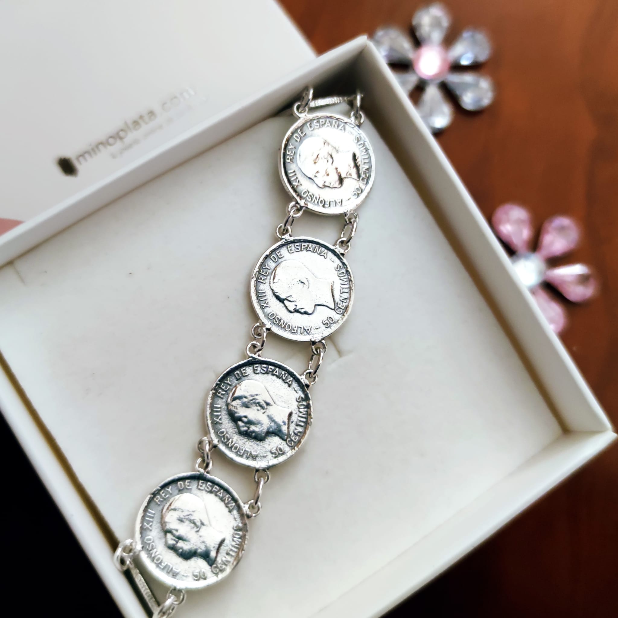 Pulsera monedas de Plata de ley_1