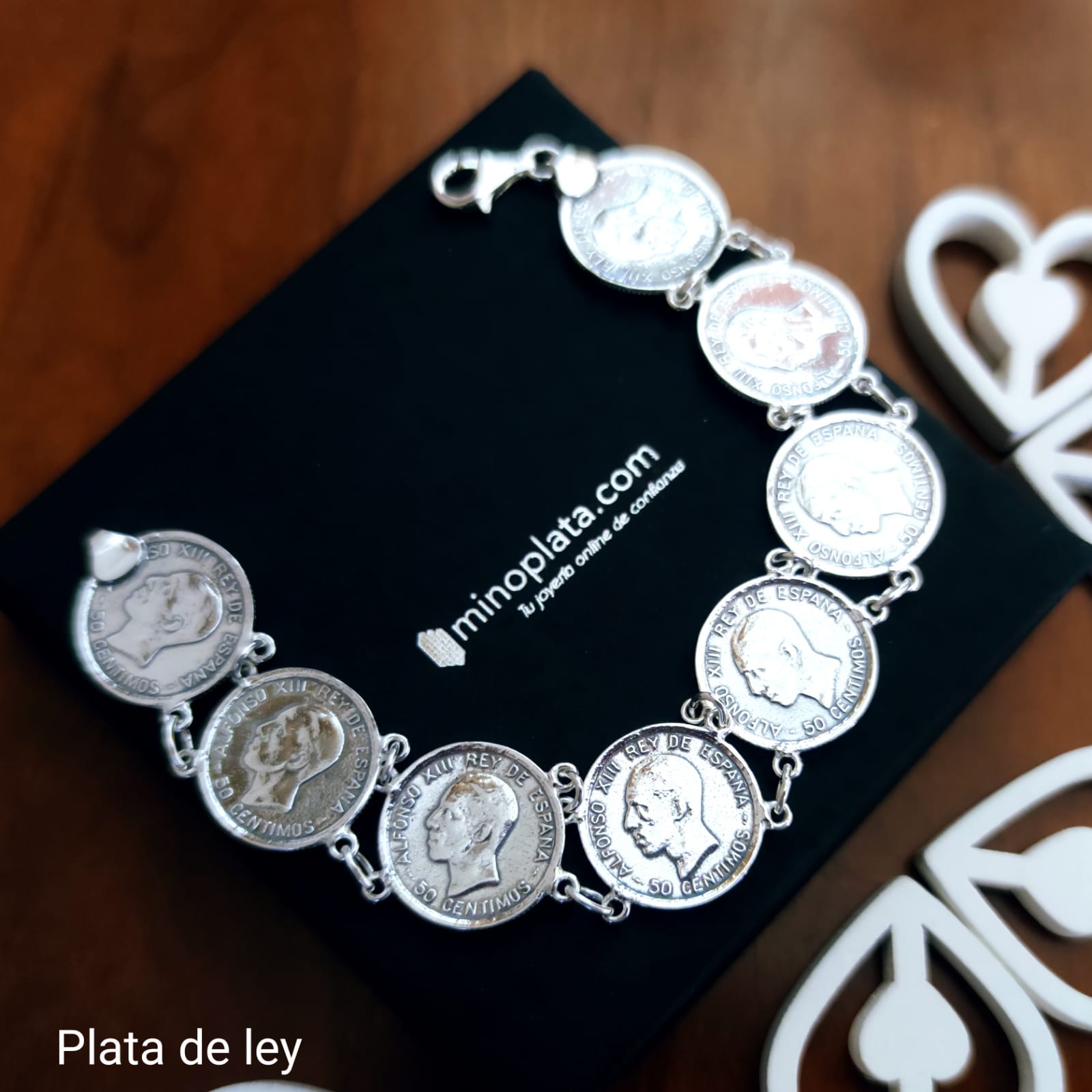 Pulsera monedas de Plata de ley 4