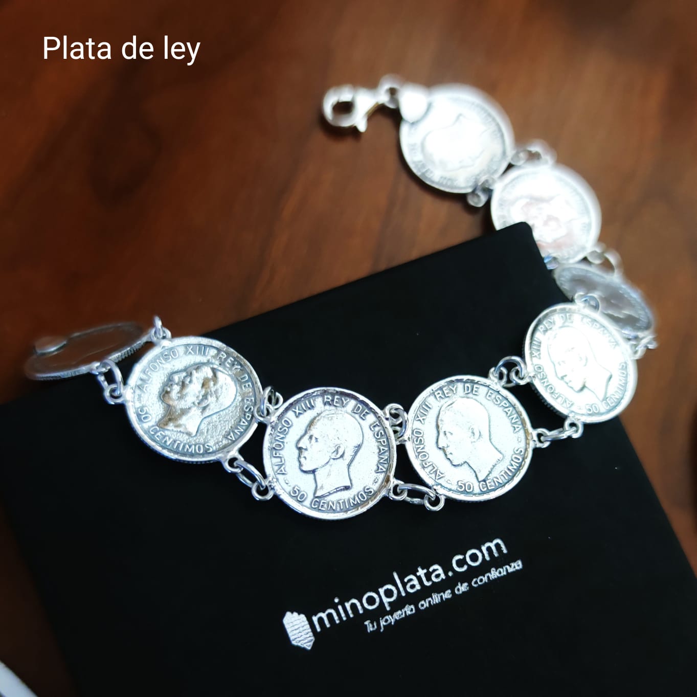 Pulsera monedas de Plata de ley 5