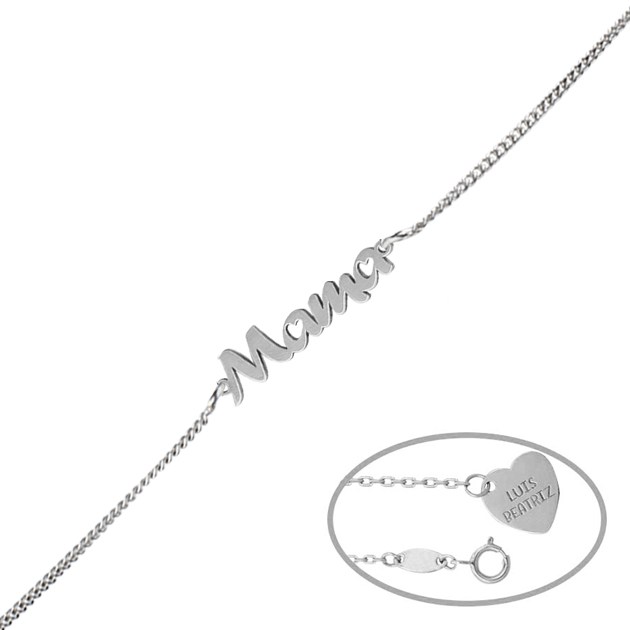Pulsera Mama con corazón personalizado nombres de Plata de ley
