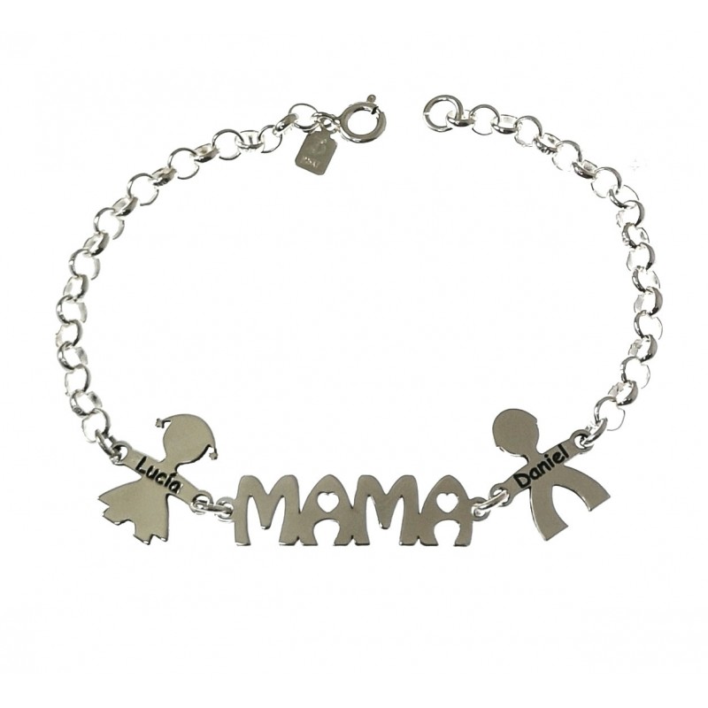 Pulsera mamá de Plata personalizada con niños y nombres