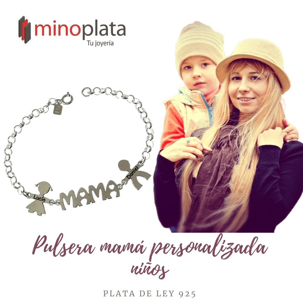 Pulsera mamá de Plata personalizada con niños y nombres 2