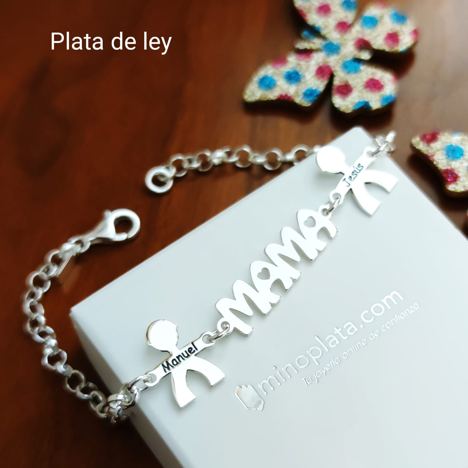 Pulsera mamá de Plata personalizada con niños y nombres 3