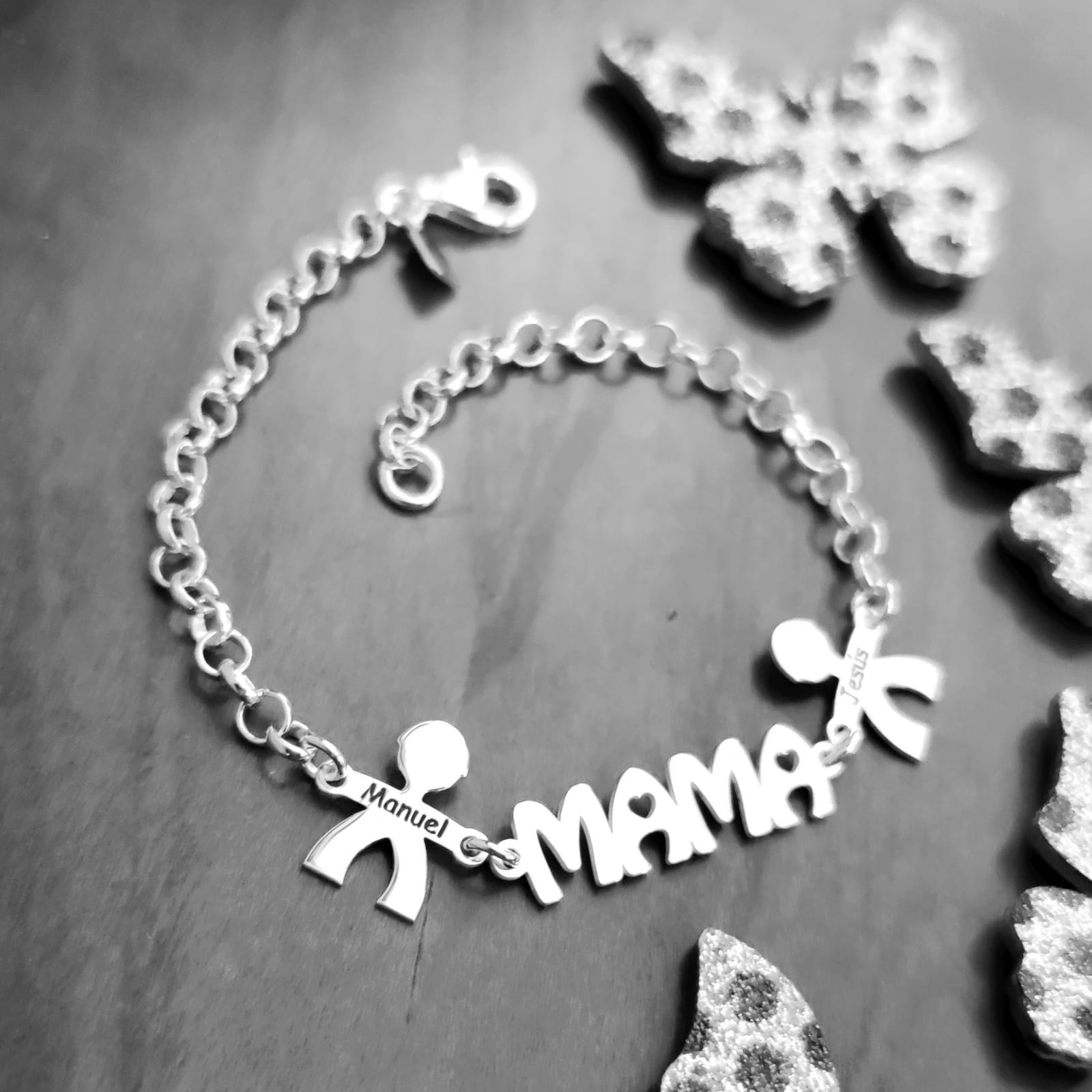 Pulsera mamá de Plata personalizada con niños y nombres 4