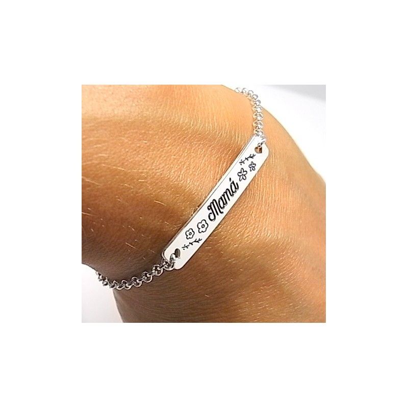 Pulsera mamá de Plata de ley 1