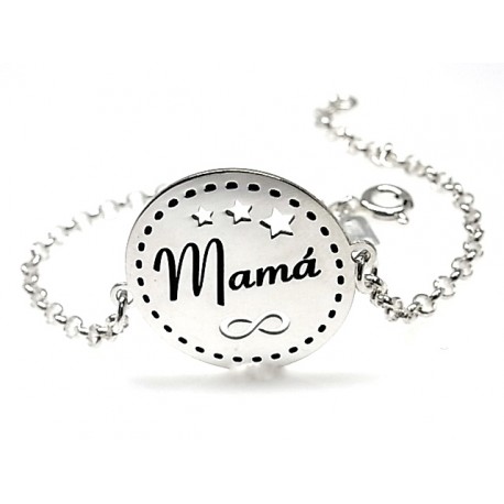 Pulsera mamá de Plata de ley 1