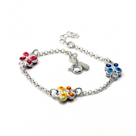 Pulsera mariposas de Plata de ley para niña